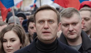 Oppositionist Alexey Navalny on a march in memory of politician Boris Nemtsov, who was killed in Russia