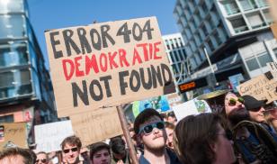 Shortly before the decisive vote on the reform of copyright in the EU Parliament, thousands in Europe protested against the project. Opponents of the reform and especially of the controversial Article 13 had announced demonstrations in about 20 countries.  Stuttgart, Baden-Wuerttemberg, Germany. 23 March 2019. Editorial Credit: Sebastian Gollnow/picture alliance via Getty Images)