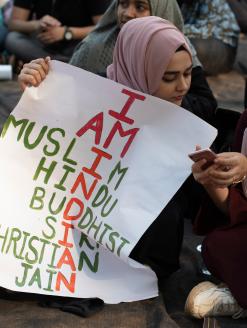 Two indian muslim women with poster protests against controversial anti-muslim Citizenship Amendment Bill (CAB CAA).  Mumbai, India. 19 December 2019. Editorial credit:  arun sambhu mishra / Shutterstock.com