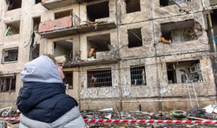 Residential building in Ukraine shelled by Russian forces 